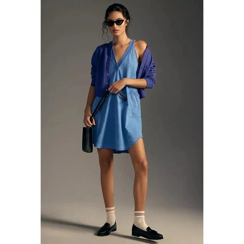 Daily Practice by Anthropologie The Carlie V-Neck Sapphire Mini Dress Size XS - Picture 3 of 12
